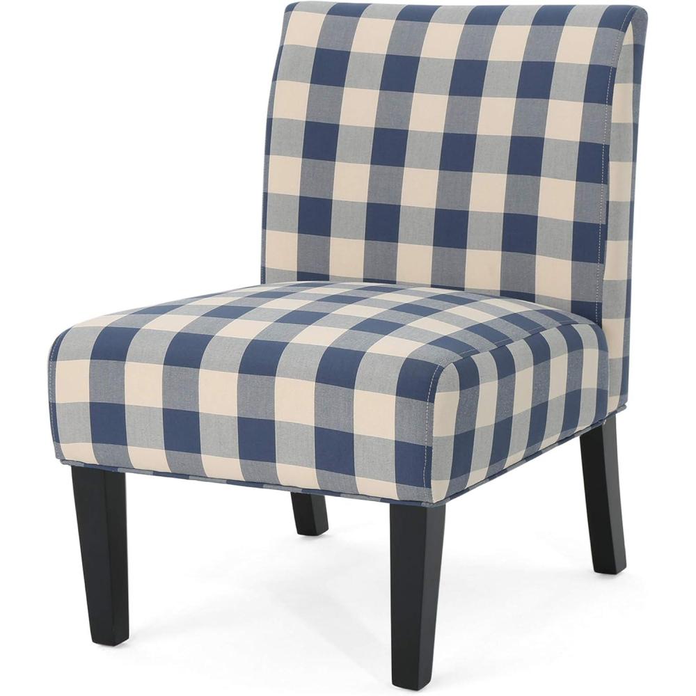 image:imageChristopher Knight Home Kassi Fabric Dining Chair Blue  NavyBlue Checkerboard and Matte Black