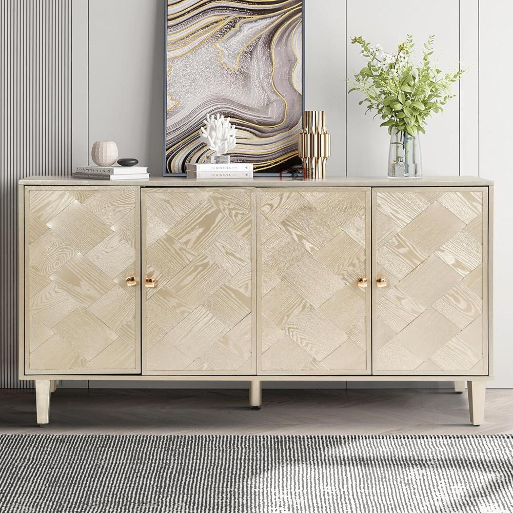image:imageChristopher Knight Home Lona Modern Minimalist Wooden Storage Sideboard Living Room Cupboard with Shelves Dining RoomKitchen Buffet Cabinet Entryway Display Table Home Office Decoration SilverSilver