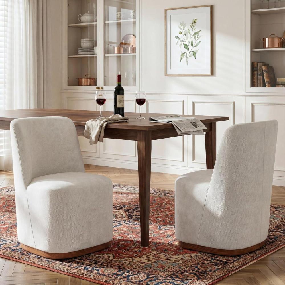 image:imageChristopher Knight Home Lucy Chenille Upholstered Dining Chairs Set of 2 Sturdy Wooden Dining Chair with Pedestal Base Modern Kitchen Chairs with Solid Back Versatile Indoor Usage OatmealBeige