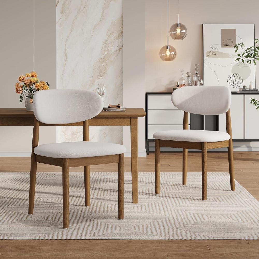 image:imageChristopher Knight Home Lyncon Fabric Upholstered Dining Chairs Set of 2 Wooden Dining Room Armless Chair Curved Backrest Kitchen Side Chair BeigeWalnutBeigewalnut