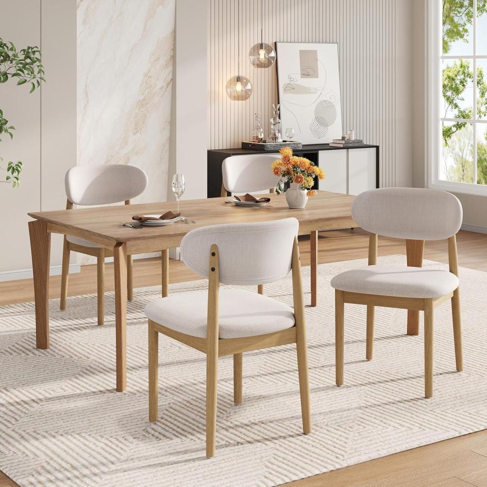 image:imageChristopher Knight Home Lyncon Fabric Upholstered Dining Chairs Set of 4 Wooden Dining Room Armless Chair Curved Backrest Kitchen Side Chair GrayWalnutBeigenatural
