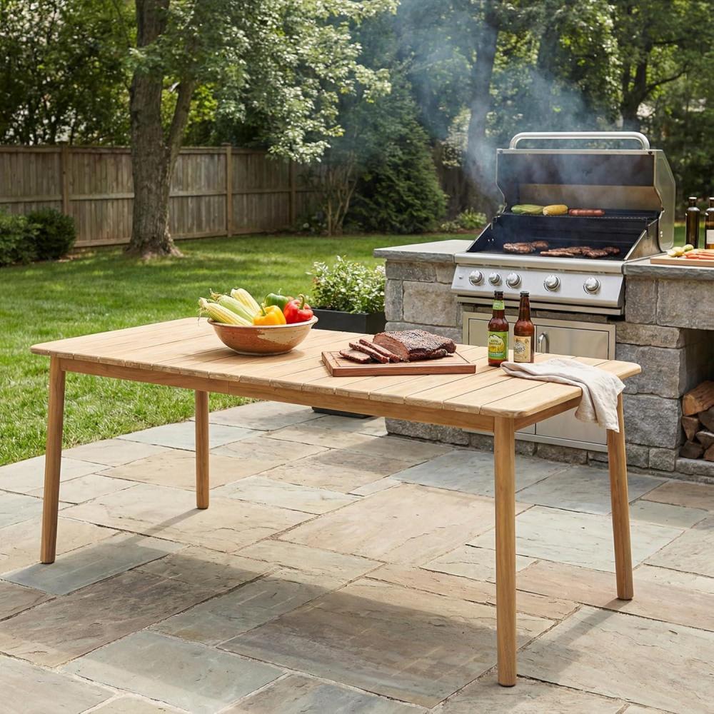 image:imageChristopher Knight Home Visola 79 Farmhouse Patio Acacia Wood Dining Table Indoor and Outdoor Dining Room Table for 8 Persons Rectangular Dining Table for BackyardGarden Light TeakLight Teak