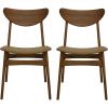 Christopher Knight Home Anise Faux Leather Upholstered Dining Chairs Set of 2, Wooden Dining Room Armless Chair, Curved Backrest Kitchen Side Chair, Walnut+Beige(Walnut+brown)