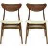 Christopher Knight Home Anise Faux Leather Upholstered Dining Chairs Set of 2, Wooden Dining Room Armless Chair, Curved Backrest Kitchen Side Chair, Walnut+Beige(Walnut+beige)
