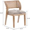 Christopher Knight Home Ashe Upholstered Dining Chairs Set of 2, Modern Dining Chair with Curved Woven Rattan Back, Rubberwood Frame Kitchen Chairs, Extra Seat for Dining Room, Beige + Natural(Light Brown + Natural)