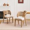 Christopher Knight Home Ashe Upholstered Dining Chairs Set of 2, Modern Dining Chair with Curved Woven Rattan Back, Rubberwood Frame Kitchen Chairs, Extra Seat for Dining Room, Beige + Natural(Beige + Natural)