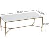 Christopher Knight Home Bessa Modern Dining Table for 6, Wood Dining Room Table with Marble-Effect Top, Spacious Rectangular Kitchen Table with Hand-Forged Hammered Iron Legs, Forged Pewter Gray(Forged Brass Brown)