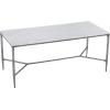 Christopher Knight Home Bessa Modern Dining Table for 6, Wood Dining Room Table with Marble-Effect Top, Spacious Rectangular Kitchen Table with Hand-Forged Hammered Iron Legs, Forged Pewter Gray(Forged Pewter Gray)