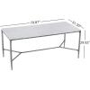 Christopher Knight Home Bessa Modern Dining Table for 6, Wood Dining Room Table with Marble-Effect Top, Spacious Rectangular Kitchen Table with Hand-Forged Hammered Iron Legs, Forged Pewter Gray(Forged Pewter Gray)
