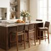 Christopher Knight Home Caitlyn Counter Height Bar Stools Set of 4, PU Leather Bar Stool for Kitchen Island, Wooden Dining Room Chair, Counter Stool with Footrest, Light Brown+Walnut(Dark Brown+walnut)