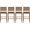 Christopher Knight Home Caitlyn Counter Height Bar Stools Set of 4, PU Leather Bar Stool for Kitchen Island, Wooden Dining Room Chair, Counter Stool with Footrest, Light Brown+Walnut(Dark Brown+walnut)