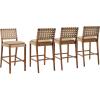 Christopher Knight Home Caitlyn Counter Height Bar Stools Set of 4, PU Leather Bar Stool for Kitchen Island, Wooden Dining Room Chair, Counter Stool with Footrest, Light Brown+Walnut(Light Brown+walnut)
