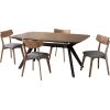Christopher Knight Home Caspar Mid-Century Modern Dining Table Set for 4, Wooden Dining Room Table Set for 4, 5-Piece Dining Set for 4 with Armless Chair, Black + Dark Walnut+Grey