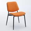 Christopher Knight Home Collin Dining Chairs Set of 2, Retro Faux Leather Armless Chair with Walnut Bentwood Back Upholstered Seat Metal Legs Adjustable Foot for Kitchen Dining Room Chairs, Black PU(Orange)