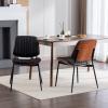 Christopher Knight Home Collin Dining Chairs Set of 2, Retro Faux Leather Armless Chair with Walnut Bentwood Back Upholstered Seat Metal Legs Adjustable Foot for Kitchen Dining Room Chairs, Black PU(Black)