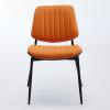 Christopher Knight Home Collin Dining Chairs Set of 2, Retro Faux Leather Armless Chair with Walnut Bentwood Back Upholstered Seat Metal Legs Adjustable Foot for Kitchen Dining Room Chairs, Black PU(Orange)