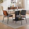 Christopher Knight Home Collin Dining Chairs Set of 2, Retro Faux Leather Armless Chair with Walnut Bentwood Back Upholstered Seat Metal Legs Adjustable Foot for Kitchen Dining Room Chairs, Black PU(Grey)