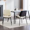 Christopher Knight Home Collin Dining Chairs Set of 2, Retro Faux Leather Armless Chair with Walnut Bentwood Back Upholstered Seat Metal Legs Adjustable Foot for Kitchen Dining Room Chairs, Black PU(Beige)