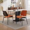 Christopher Knight Home Collin Dining Chairs Set of 2, Retro Faux Leather Armless Chair with Walnut Bentwood Back Upholstered Seat Metal Legs Adjustable Foot for Kitchen Dining Room Chairs, Black PU(Orange)