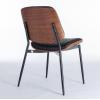 Christopher Knight Home Collin Dining Chairs Set of 2, Retro Faux Leather Armless Chair with Walnut Bentwood Back Upholstered Seat Metal Legs Adjustable Foot for Kitchen Dining Room Chairs, Black PU(Black)