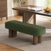 Christopher Knight Home Damas Boucle Upholstered Dining Bench, Wooden Entryway Bench, Long Sofa Footstool for Living Room, Bedroom End of Bed Bench, Khaki+Walnut(Olive Green+walnut)