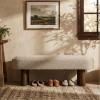 Christopher Knight Home Damas Boucle Upholstered Dining Bench, Wooden Entryway Bench, Long Sofa Footstool for Living Room, Bedroom End of Bed Bench, Khaki+Walnut(Khaki+walnut)
