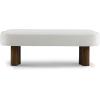 Christopher Knight Home Damas Boucle Upholstered Dining Bench, Wooden Entryway Bench, Long Sofa Footstool for Living Room, Bedroom End of Bed Bench, Khaki+Walnut(Milky White+walnut)