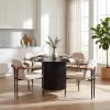 Christopher Knight Home Ebany Modern Round Dining Table Set for 4, 5 Piece Dining Room Table Set for 4, Kitchen Table and Chair Set of 4, Black+Beige