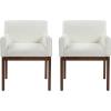 Christopher Knight Home Ellington Upholstered Fabric Dining Chairs Set of 2, Modern Dining Room Arm Chairs with Rubberwood Legs and Padded Seat, Living Room Accent Chair Extra Seat, Beige + Brown(Beige+brown)