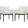 Christopher Knight Home Ellington Upholstered Fabric Dining Chairs Set of 2, Modern Dining Room Arm Chairs with Rubberwood Legs and Padded Seat, Living Room Accent Chair Extra Seat, Beige + Brown(Beige+brown)