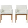 Christopher Knight Home Ellington Upholstered Fabric Dining Chairs Set of 2, Modern Dining Room Arm Chairs with Rubberwood Legs and Padded Seat, Living Room Accent Chair Extra Seat, Beige + Brown(Beig+natural)