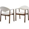 Christopher Knight Home Faeri Faux Leather Upholstered Dining Chairs Set of 2, Curved Backrest Kitchen Side Chair, Rubberwood Dining Room Chairs, Extra Seat for Living Room, Brown+Natural(Beige+walnut)