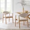 Christopher Knight Home Faeri Faux Leather Upholstered Dining Chairs Set of 2, Curved Backrest Kitchen Side Chair, Rubberwood Dining Room Chairs, Extra Seat for Living Room, Brown+Natural(Beige+natural)