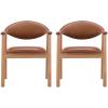 Christopher Knight Home Faeri Faux Leather Upholstered Dining Chairs Set of 2, Curved Backrest Kitchen Side Chair, Rubberwood Dining Room Chairs, Extra Seat for Living Room, Brown+Natural(Brown+natural)