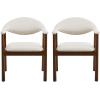 Christopher Knight Home Faeri Faux Leather Upholstered Dining Chairs Set of 2, Curved Backrest Kitchen Side Chair, Rubberwood Dining Room Chairs, Extra Seat for Living Room, Brown+Natural(Beige+walnut)
