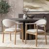 Christopher Knight Home Faeri Faux Leather Upholstered Dining Chairs Set of 2, Curved Backrest Kitchen Side Chair, Rubberwood Dining Room Chairs, Extra Seat for Living Room, Brown+Natural(Beige+natural)