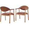 Christopher Knight Home Faeri Faux Leather Upholstered Dining Chairs Set of 2, Curved Backrest Kitchen Side Chair, Rubberwood Dining Room Chairs, Extra Seat for Living Room, Brown+Natural(Brown+natural)