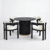 Christopher Knight Home Falcon Modern Round Dining Table Set for 4, 5 Piece Dining Room Table Set for 4, Kitchen Table and Chair Set of 4, Natural+Beige(Black+milky White)