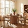 Christopher Knight Home Falcon Modern Round Dining Table Set for 4, 5 Piece Dining Room Table Set for 4, Kitchen Table and Chair Set of 4, Natural+Beige(Natural+beige)