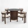 Christopher Knight Home Falcon Modern Round Dining Table Set for 4, 5 Piece Dining Room Table Set for 4, Kitchen Table and Chair Set of 4, Natural+Beige(Walnut+beige)