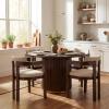Christopher Knight Home Falcon Modern Round Dining Table Set for 4, 5 Piece Dining Room Table Set for 4, Kitchen Table and Chair Set of 4, Natural+Beige(Walnut+beige)