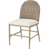 Christopher Knight Home Haetae Fabric Upholstered Dining Chairs Set of 2, Farmhouse Kitchen Chairs with PE Rattan Backrest, Armless Chair with Iron Frame, Extra Seating for Dining Room, Beige + Brown
