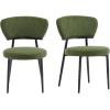 Christopher Knight Home Hearth Dining Chairs Set of 2, Boucle Upholstered Kitchen Chair, Accent Dining Chair, Comfy Backrest Chair, Durable Metal Frame Dining Chair for Dining Room Kitchen, Orange(Green)