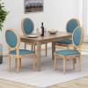 Christopher Knight Home Heloise French Country Fabric Dining Chairs (Set of 4), Dark Teal, Natural
