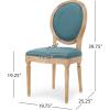 Christopher Knight Home Heloise French Country Fabric Dining Chairs (Set of 4), Dark Teal, Natural