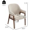 Christopher Knight Home Joan Fabric Upholstered Dining Chairs Set of 2, Curved Backrest Kitchen Side Chair, Rubberwood Dining Room Chairs, Extra Seat for Living Room, Beige+Walnut