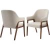 Christopher Knight Home Joan Fabric Upholstered Dining Chairs Set of 2, Curved Backrest Kitchen Side Chair, Rubberwood Dining Room Chairs, Extra Seat for Living Room, Beige+Walnut