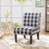 Christopher Knight Home Kassi Fabric Dining Chair, Blue / Navy(Blue Checkerboard and Matte Black)