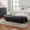Christopher Knight Home Lamie Faux Leather Upholstered Dining Bench, Wooden Entryway Bench, Long Sofa Footstool for Living Room, Bedroom End of Bed Bench, Brown+Black(Black)