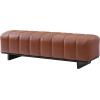 Christopher Knight Home Lamie Faux Leather Upholstered Dining Bench, Wooden Entryway Bench, Long Sofa Footstool for Living Room, Bedroom End of Bed Bench, Brown+Black(Brown+black)